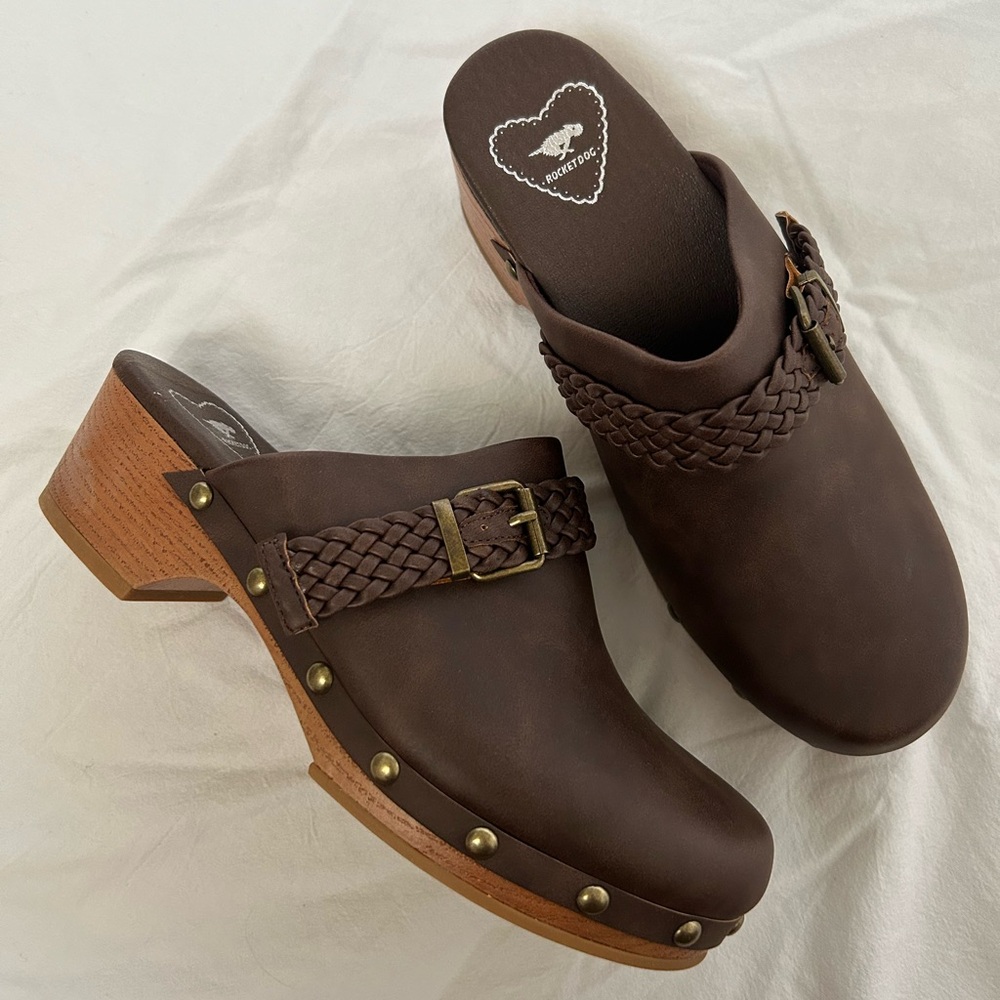 Rocket Dog Brown Mules with Braided Strap